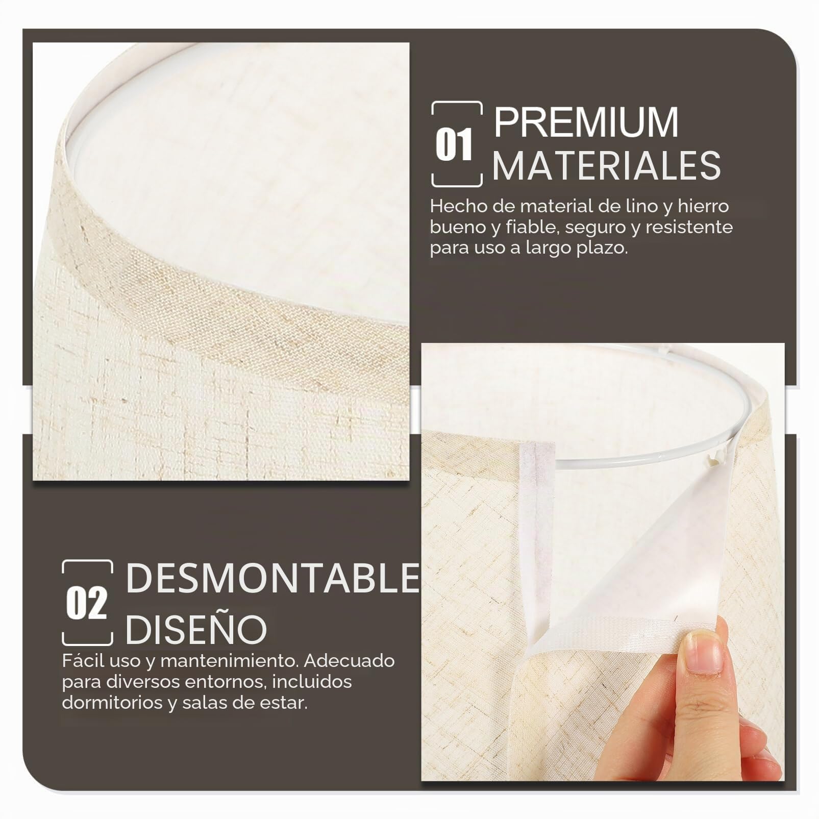LIFKOME Lino pantalla de diseño 8.3 pulgadas reemplazo pantalla para lámpara de mesa E14 dormitorio sala de estar luz decorativa