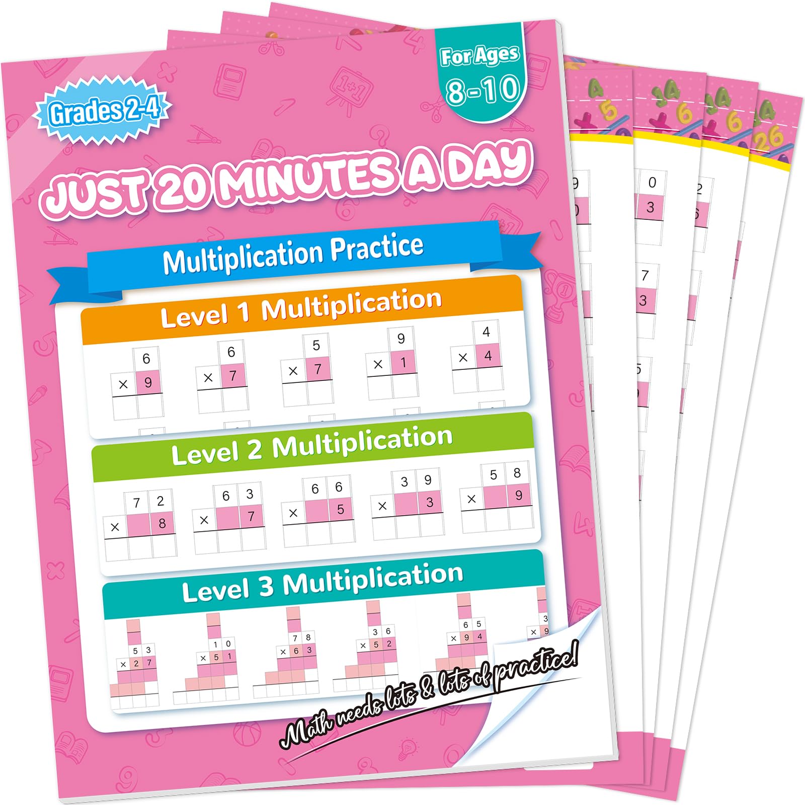 Single&Double Digit Multiplication Math Problem Workbook for 2nd Grade 3rd Grade 4th, Multiplication Practice Worksheets One Page A Day Math for Ages