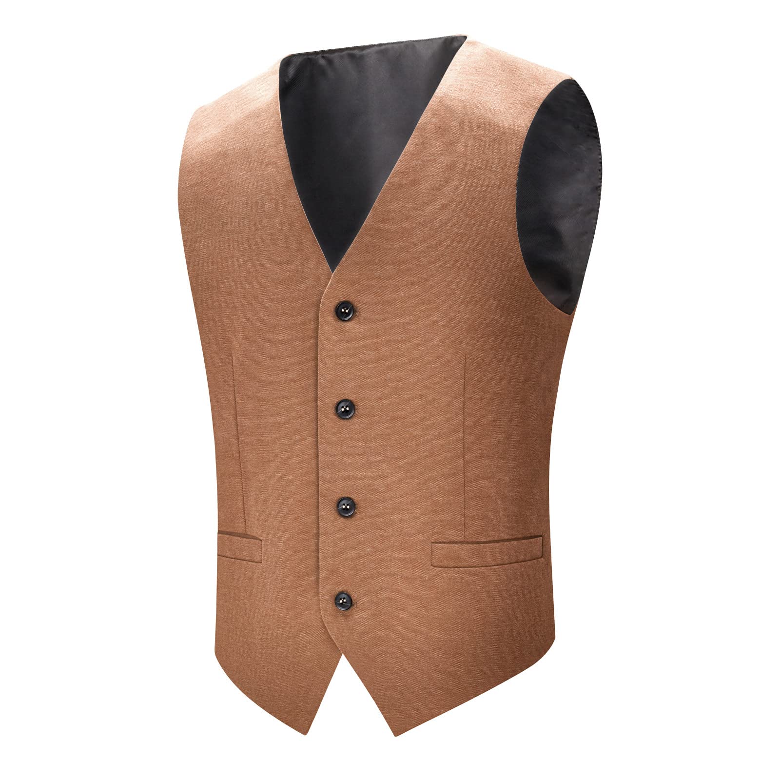 Amazon.com: BOTVELA Mens Casual Dress Vest 4 Button Waistcoat