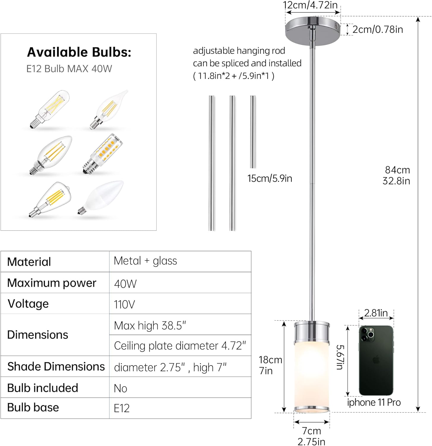 Exсluѕіvе Dіѕсоunt 80% оƒƒеr HAHZT Pendant Lighting for Kitchen Island Pendant Light Fixtures for Farmhouse, Frosted Glass Pendant Lighting Modern Pendant Fixtures with Adjustable Hanging Rod(No Bulbs)