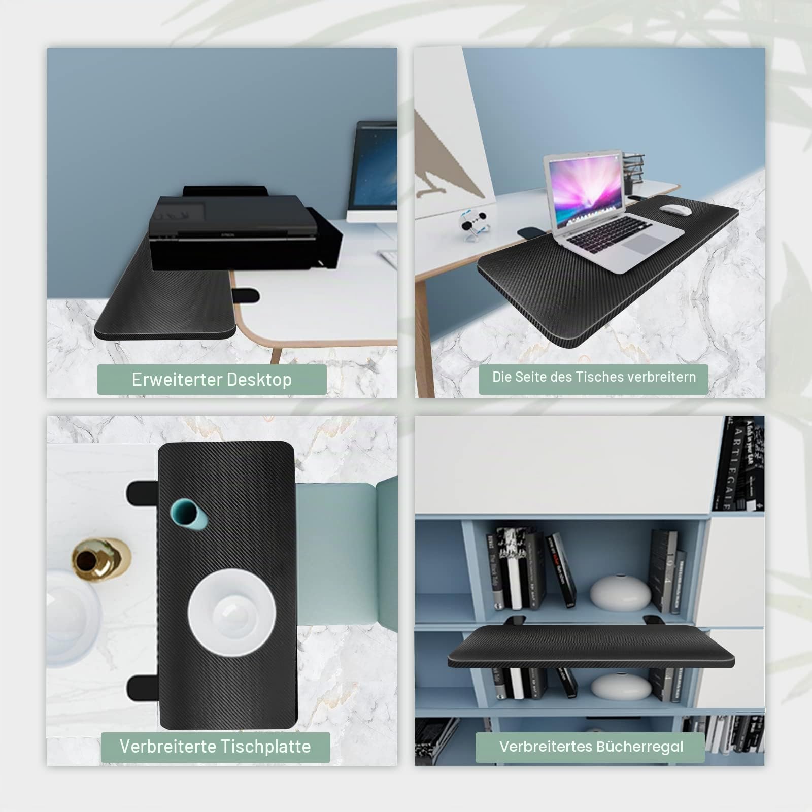 VAYDEER Ergonomische Schreibtischverlängerung,Tischverlängerung, desk extender,Klemm-Mausablage, Tastaturablage,Armlehnenregal, Computertischverlängerung, Unterstützung für den Ellenbogenarm (Schwarz)