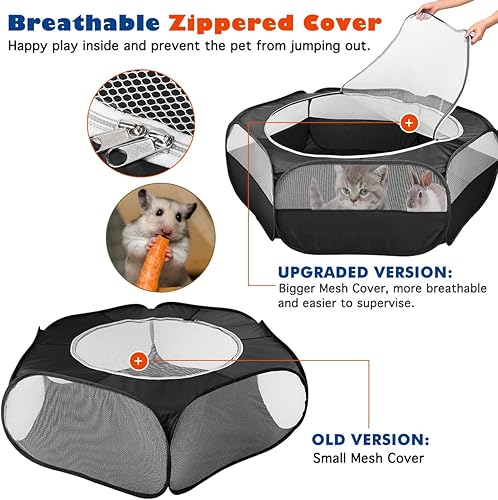 Miniatura 5 de Corralito para animales pequeños, impermeable, transpirable, para interiores, con cubierta de cremallera, valla portátil para ejercicio al aire