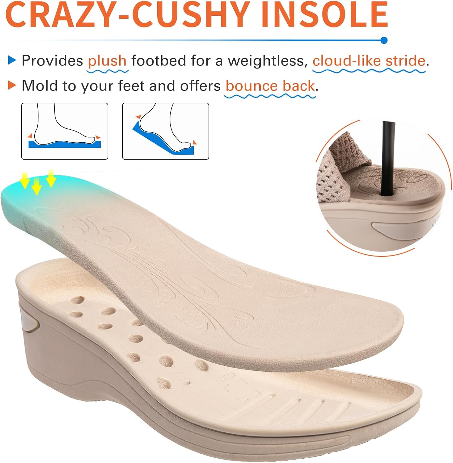 KOIMED Women's Comfortable Platform Walking Sandals With Memory Foam Open Toe Lightweight Breathable Soft Mesh Washable For Summer Travel Casual Beach Outdoor Sport image 4