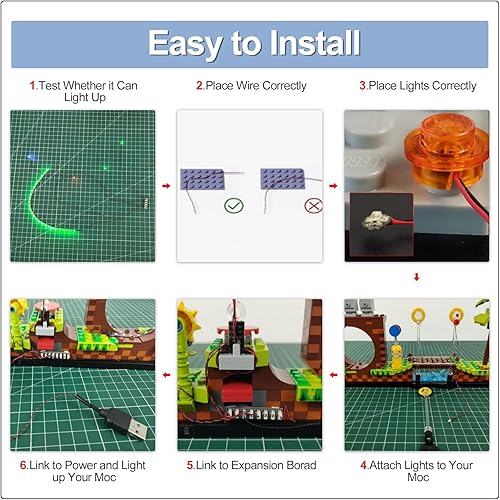 Miniatura 4 de BrickBling Placas de expansión de 6 puertos, ilumina tus ladrillos, conecta luces LED (2 piezas)
