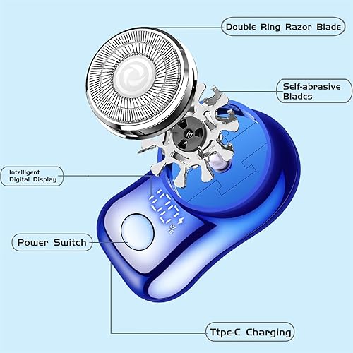 Miniatura 10 de Mini afeitadora eléctrica, portátil y potente maquinilla de afeitar para hombres y mujeres, recargable por USB C, pantalla de alimentación de
