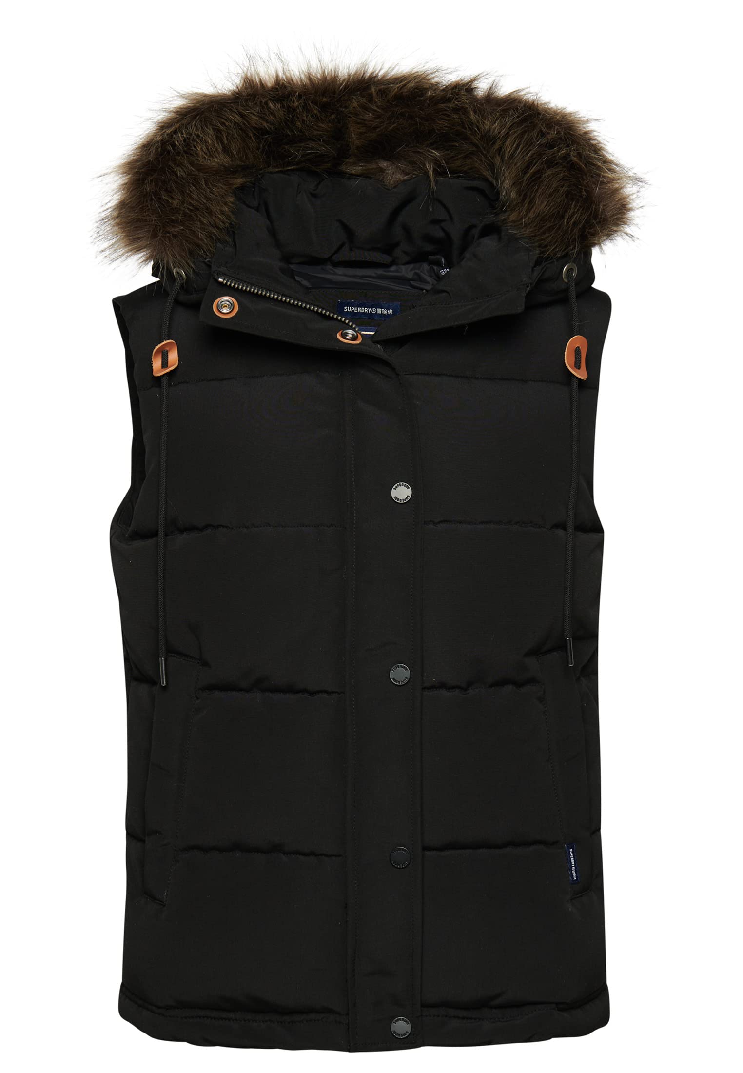 Superdry Women's VINTAGE EVEREST FAUX FUR GILET A7 - Gilet, Black,