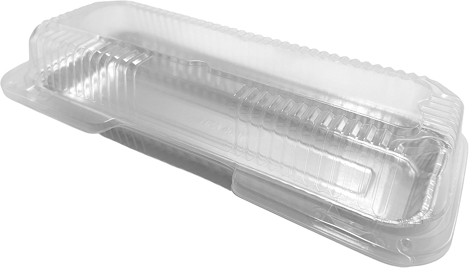PACTOGO 11" x 4" x 1" Disposable Aluminum Foil Oblong Danish Cake Pans with Clear Hinged Lid Containers - Ideal Baking Tins for Sweets, Coffee Cakes, Danishes, Cookies, Brownies (Pack of 25)