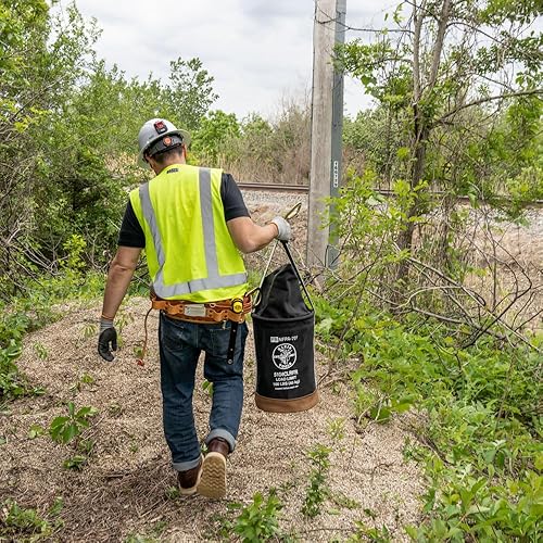 Vista 13 de Klein Tools Cubo de lona 5104FR, cubo de herramientas resistente al fuego hecho de lona n.º 4, con parte inferior doble reforzada, carga nominal