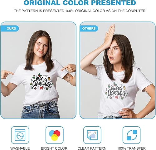 Miniatura 3 de Carbcolords Película de transferencia DTF, 60 hojas A4 (8.3 x 11.7 pulgadas), papel de transferencia de calor transparente para pretratamiento, para