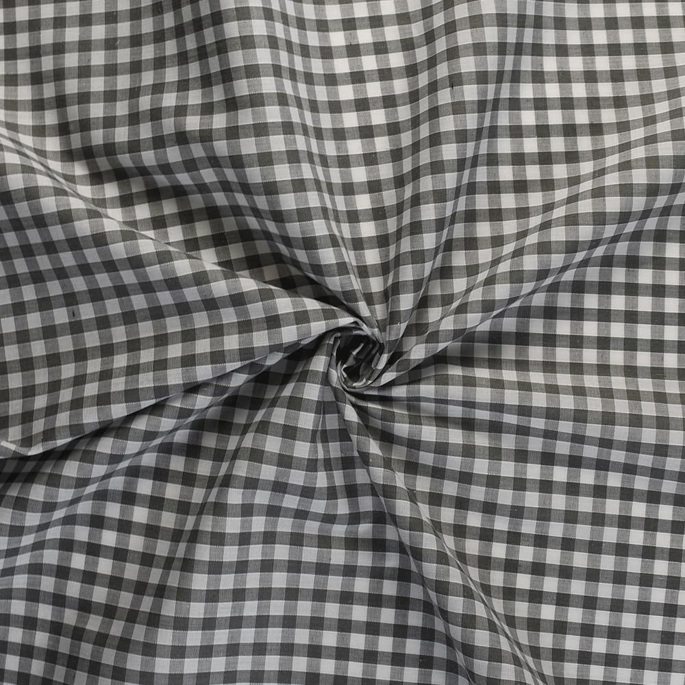 Abakhan 0.25 Inch Gingham Polyester Cotton Fabric - Grey 136cm (Sold by The Metre) 65% Polyester, 35% Cotton, Perfect for Dressmaking, Clothing, Table Cloths & Other Craft