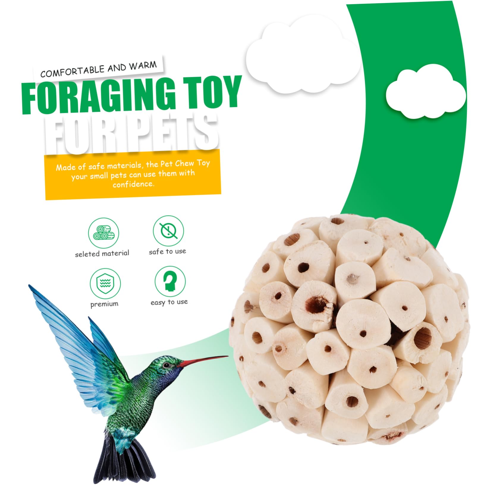 Beavorty 30pièces Jouets à Mâcher pour Oiseaux Et Rongeurs Balles à pour Perroquets Cobayes Et Hamsters Jouets Matériaux Comestibles