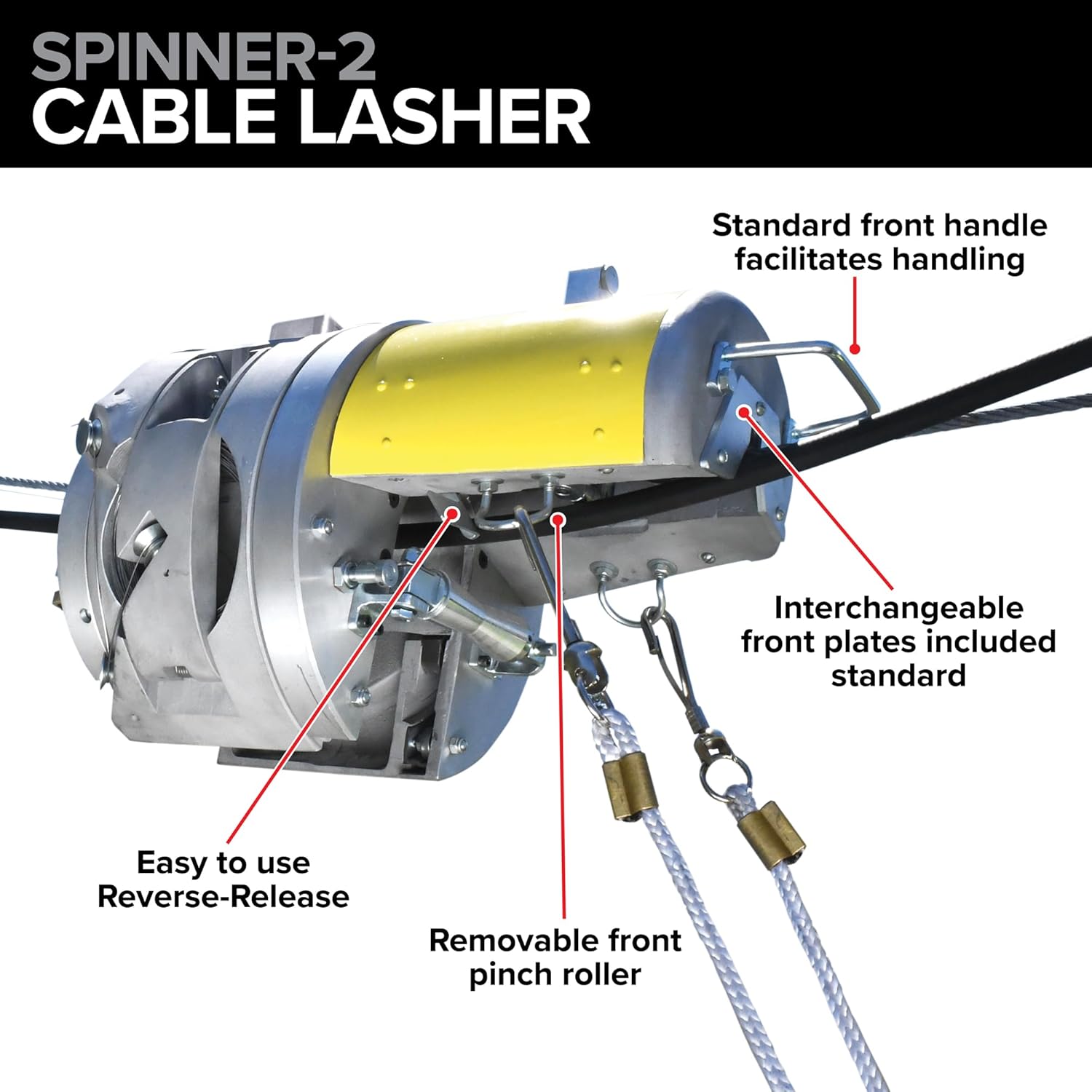 Jameson Spinner-2 Cable Lasher - Aerial Cable Lashing with Stainless Steel Wire, All-Metal Construction, Interchangeable Plates, Reverse Control with Safety Features - Image 2