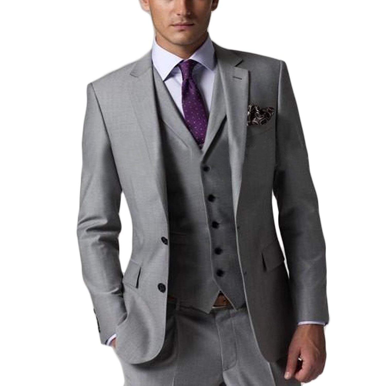 Hombre Trajes de 3 Piezas con Dos Botones Trajes de Boda para Hombres Novios Tuxedos