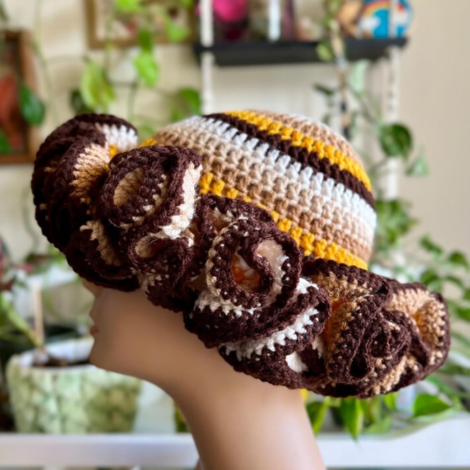 Bucket Hat Crochet Head Cover Crocheted Fisherman for Music Festival Vacation Travel Winter Hats for Women Winter Hats
