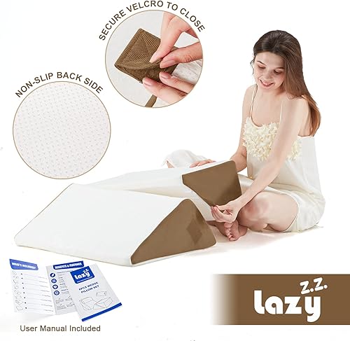 Miniatura 6 de Juego de 6 almohadas ortopédicas de cuña para cama, almohada de espuma viscoelástica para dormir, alivio del dolor lumbar y de espalda, almohada de