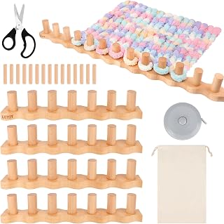 60" Chunky Blankets Loom Kit, Luxiv Cloud Shape Wooden Knitting Loom Frame for Hand Blankets Chunky Knitting Adjustable Length and Portable with Bag, Scissors, Ruler