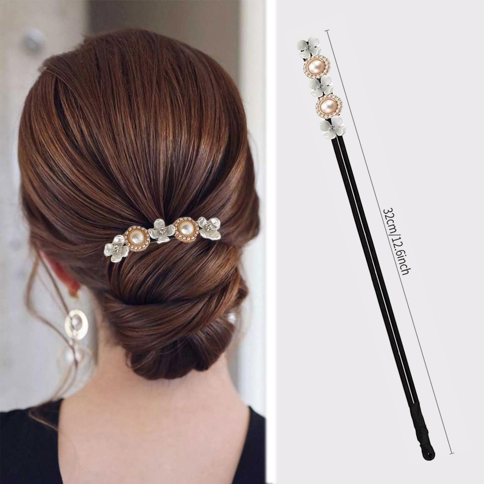 Chignon a Ciambella, 2 Pz Creatore per Pane Ciambella Chignon a Ciambella, French Twist Accessori Capelli Ciambelle Chignon, Fiore Perla Capelli Chignon per Donne Ragazze Donne Bambini Balletto