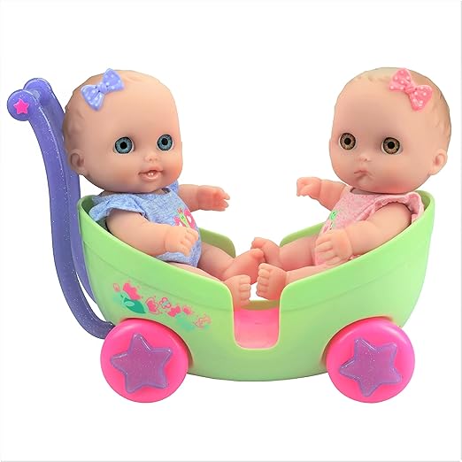 Lil Cutesies TWIN 8.5" All Vinyl Dolls and Stroller Set