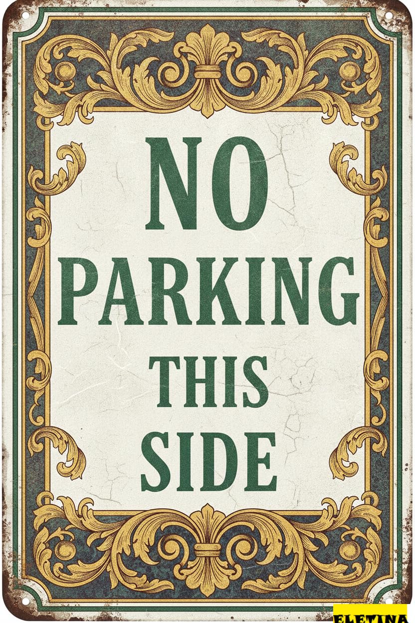 No Parking This Side Metal Vintage Street Functional Sign High Way Fence Yard Street Decor 8x12in