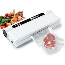 Food Saver Vacuum Sealer Machine - 75KPA Powerful Vacuum Sealer for Food with 20 Bags, Compact Food Vacuum Sealer Machine w/Digital Timer, Easy to Use for Home Kitchen