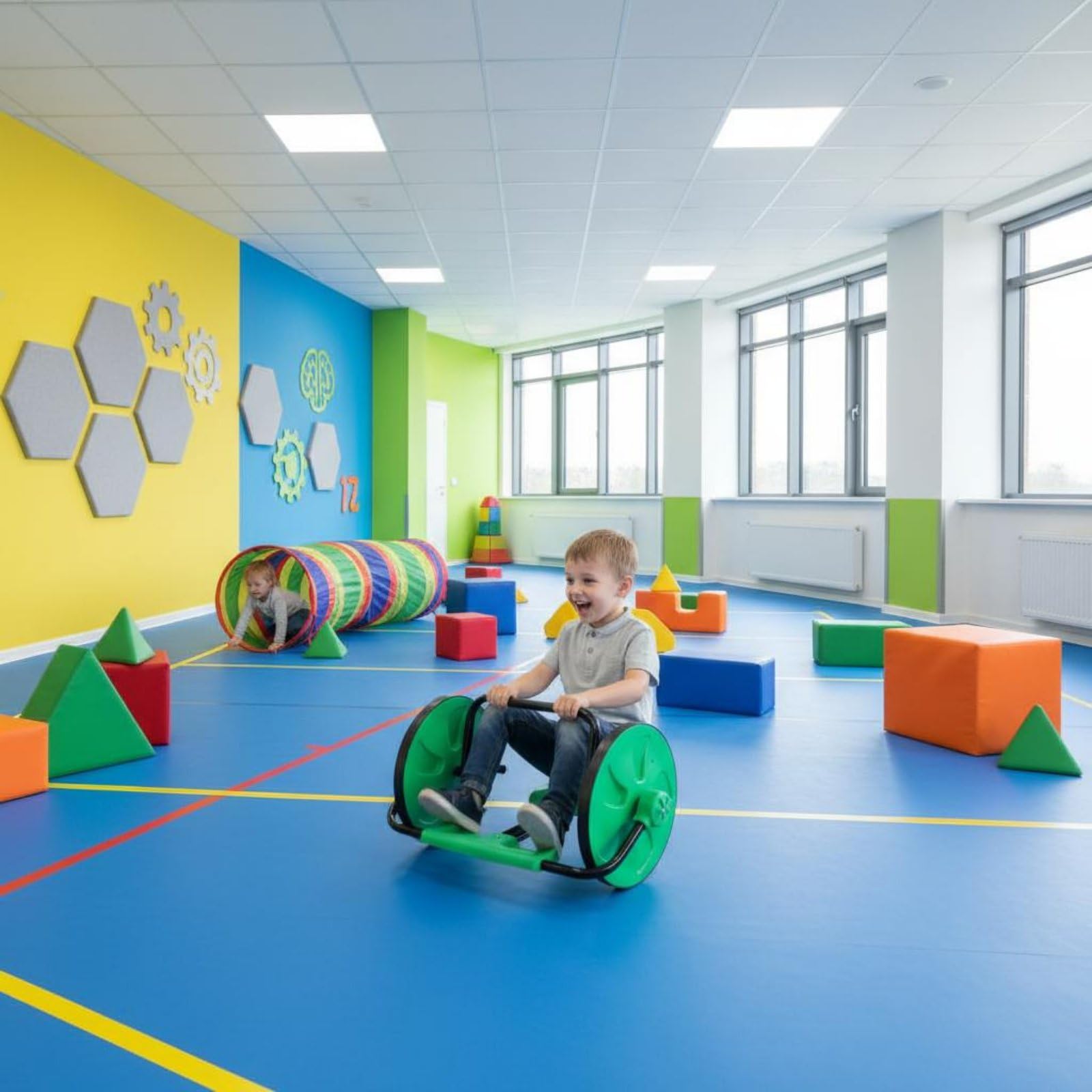 predolo Handkurbel-Fahrzeug Sinnes-Training Wackelauto Motorikförderung Indoor-Rollfahrzeug für Kinder, Kleinkinder, Drinnen, Kindergarten, Draußen, Grün