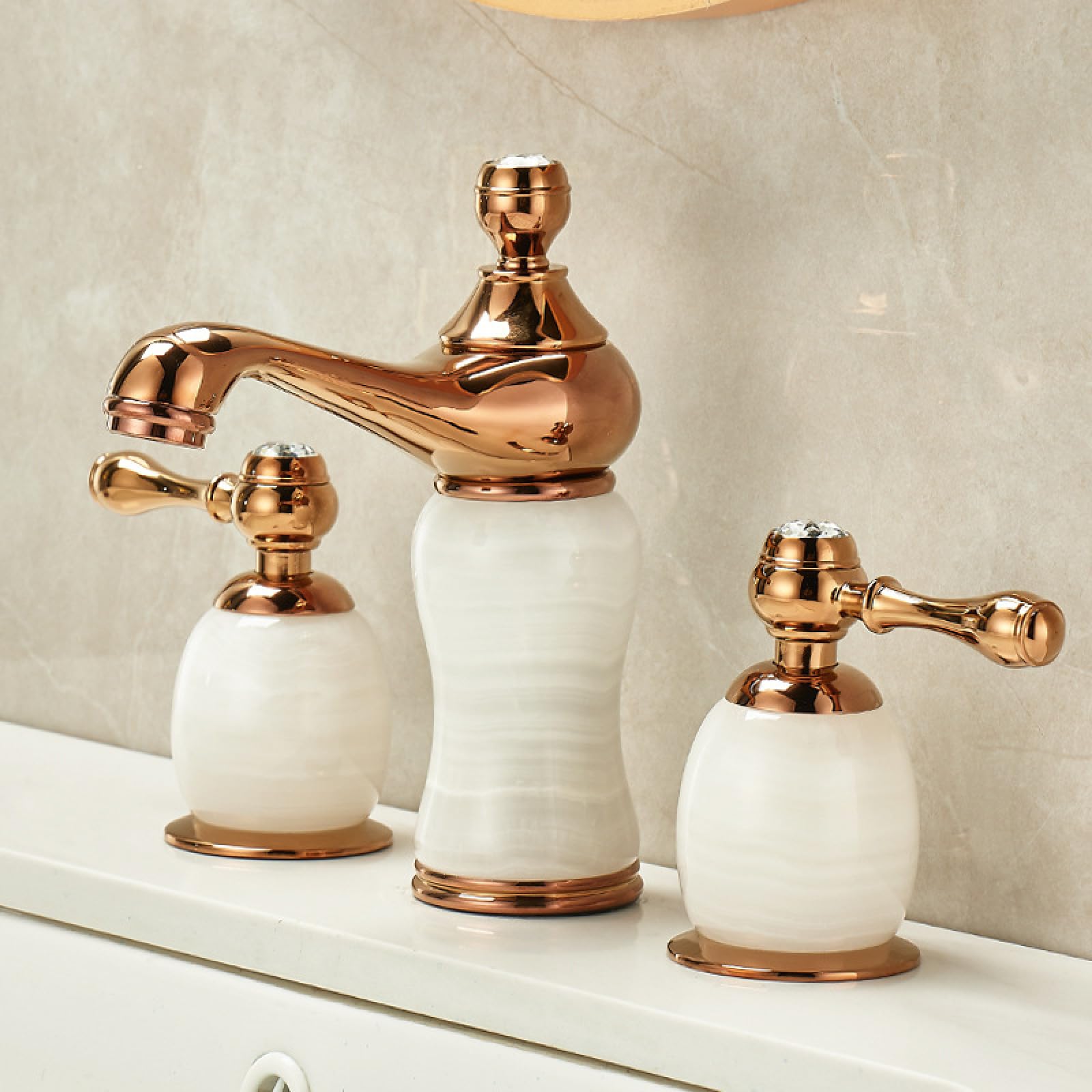 Bathroom Bronze, Marble, Jade Three-Hole Faucet