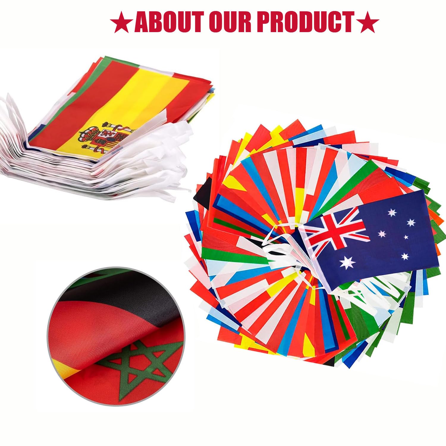 SOPSTUO World Cup Football 2026 Flags Bunting, 36ft International Flags Bunting Banner Decoration for World Cup Party Olympic - Image 3