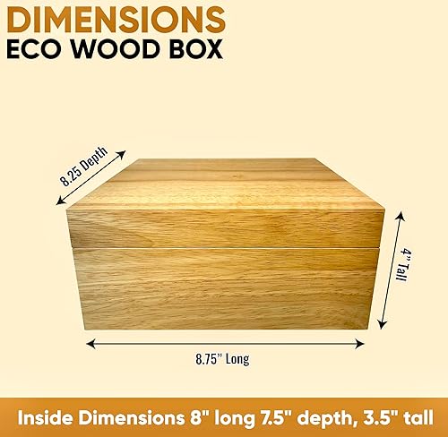 Miniatura 4 de Blake & Lake Caja ecológica de madera con tapa con bisagras, caja de almacenamiento de madera de roble con tapa, caja de recuerdos de madera, cajas