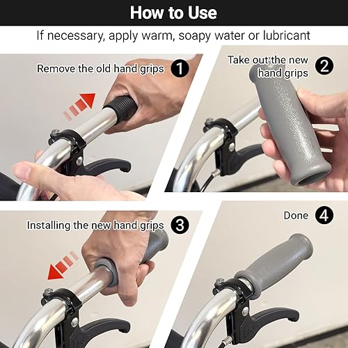 Miniatura 12 de Rollator Walker - Agarres de mano de repuesto para empuñaduras de mano de identificación de 1 pulgada, accesorios para mangos para pacientes