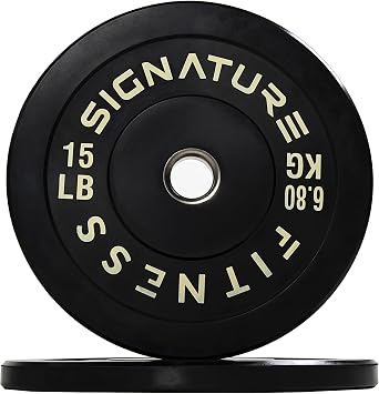 Signature Fitness 2" Olympic Bumper Plate Weight Plates with Steel Hub