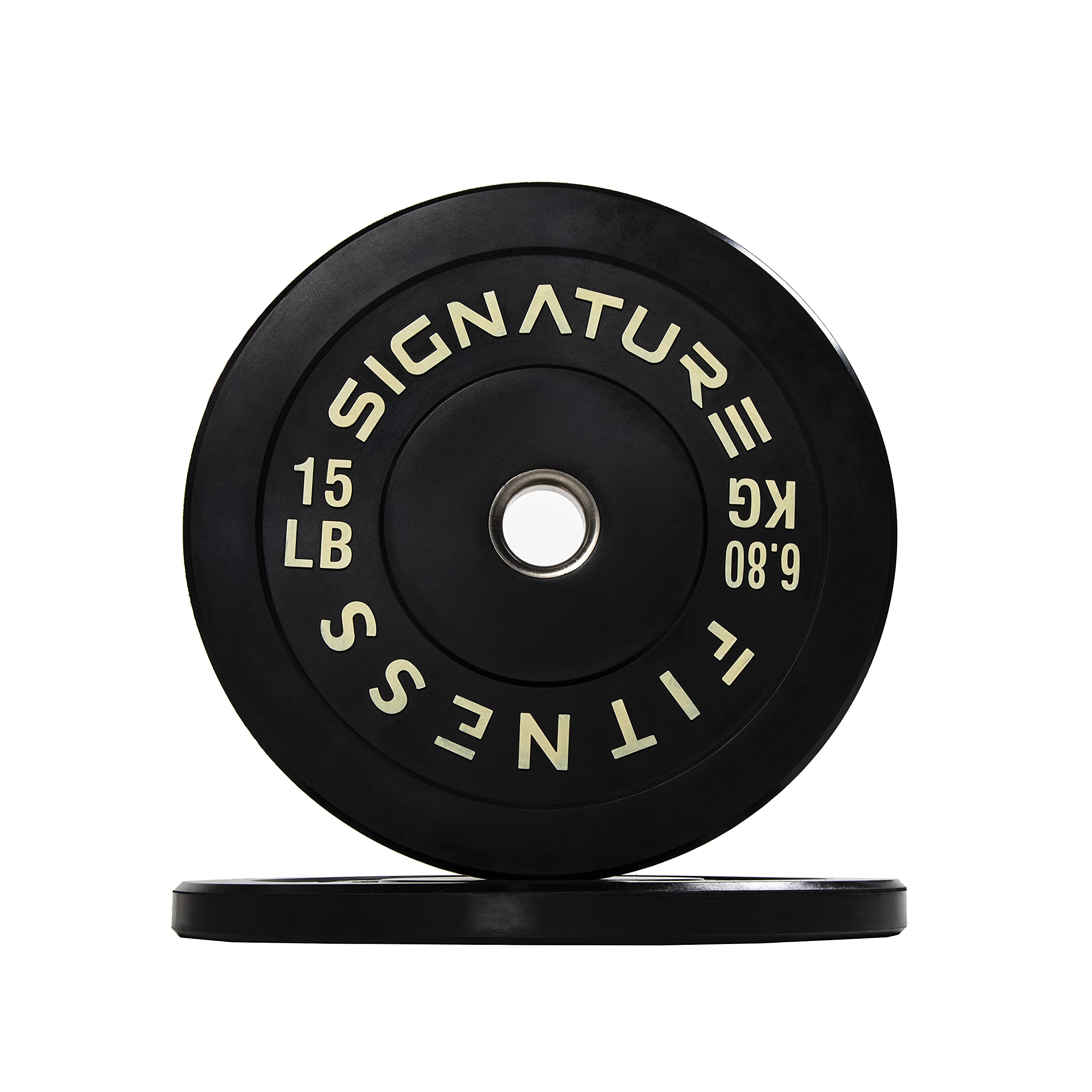 Signature Fitness 2" Olympic Bumper Plate Weight Plates with Steel Hub, Pairs or Sets or Sets with Barbell, Multiple Packages