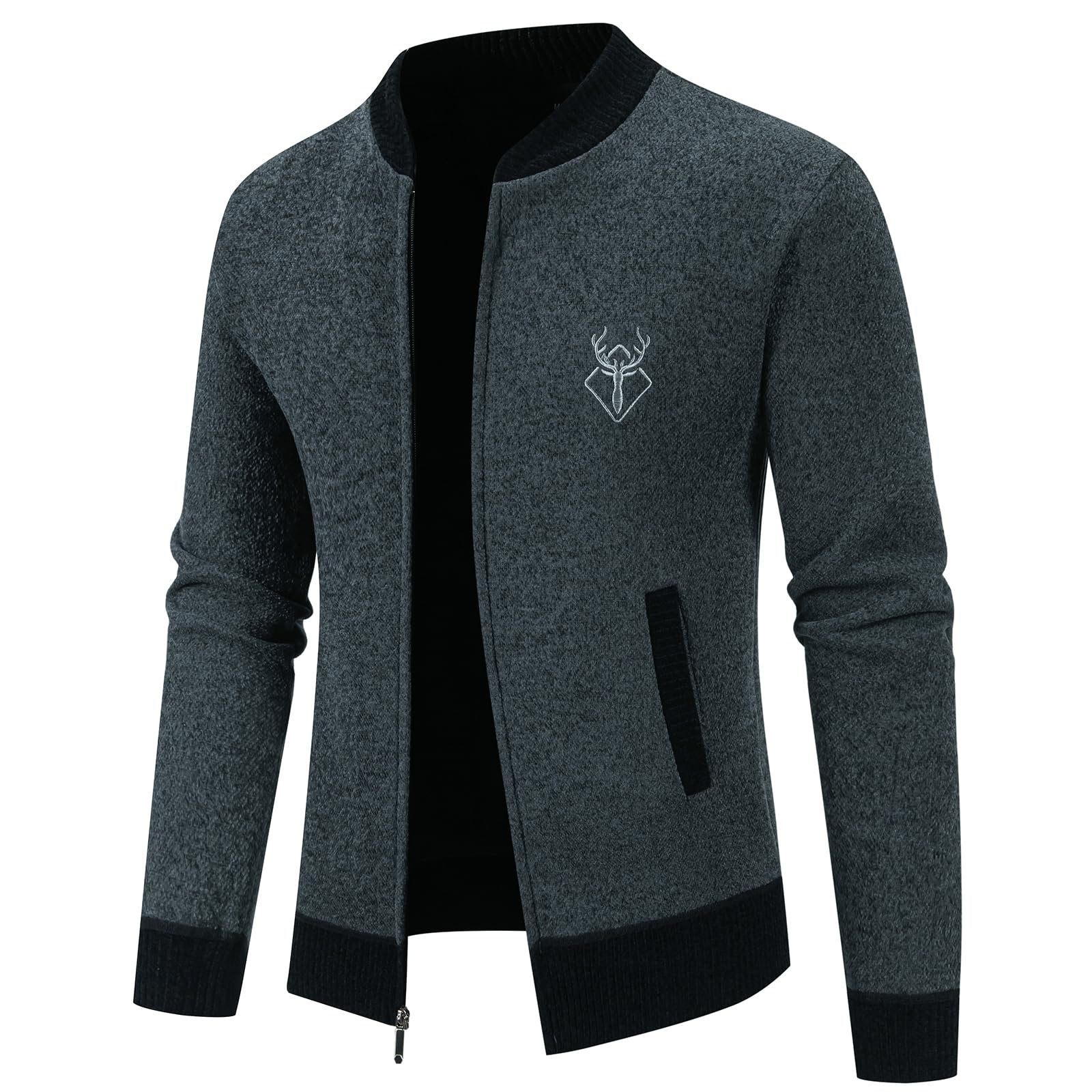 mylldey Mens Casual Full Zip Cardigan Sweaters Cable Knit Jacket Sweater Men, US Size-picture-58