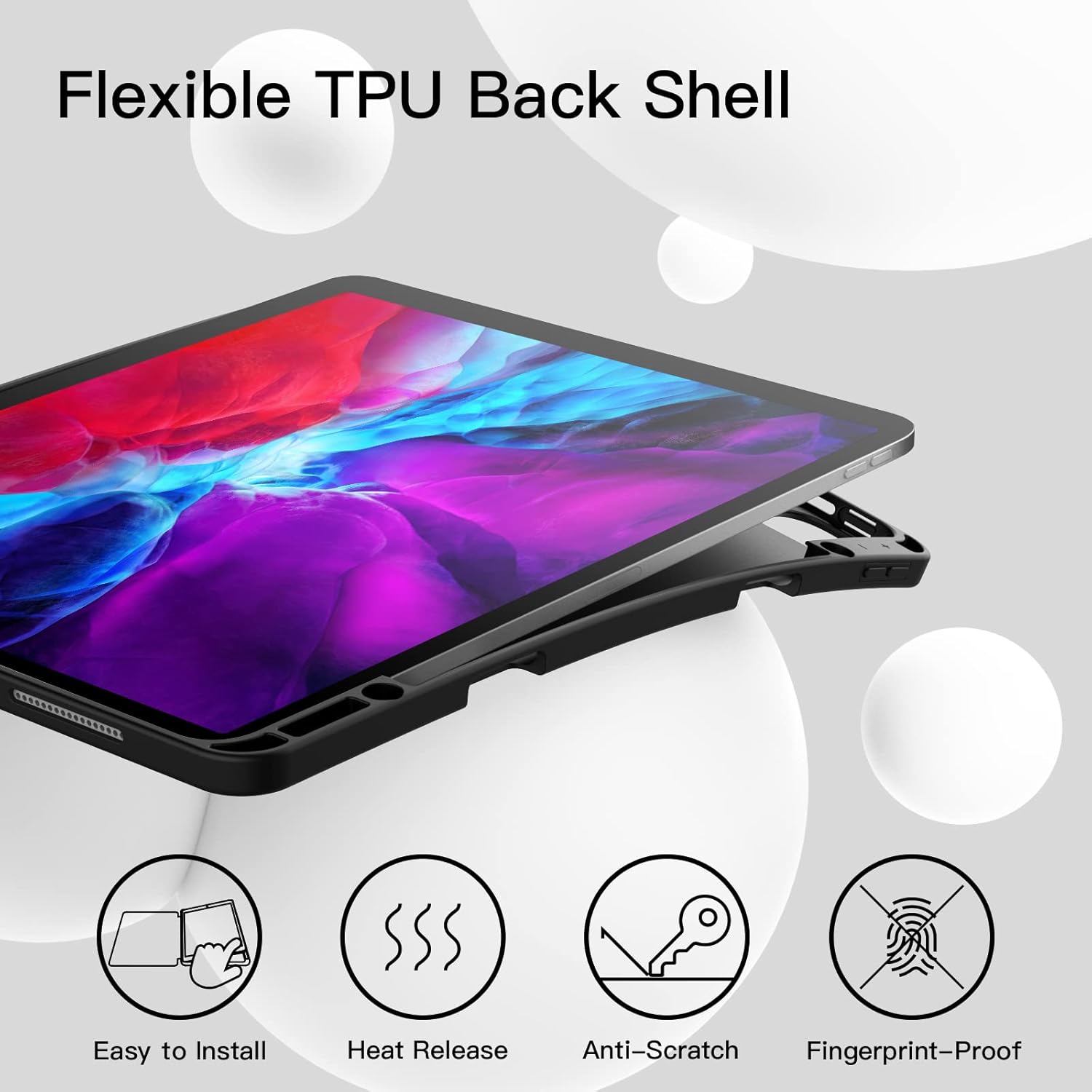 JETech Case for iPad Pro 12.9-Inch (2020/2018 Model, 4th/3rd Generation) with Pencil Holder, Support 2nd Pencil Charging, Slim Tablet Cover with Soft TPU Back, Auto Wake/Sleep (Black) - Image 3