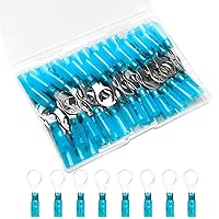 Vista 15 de 50 unidades de conectores termocontraíbles para cables, terminales de anillo impermeables 12-10 AWG, terminales de cable 12-10 AWG #10 para uso