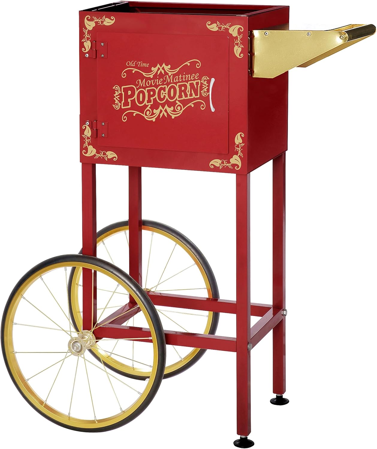 Popcorn Cart - Matinee Replacement Stand for 8-Ounce Poppers with Shelf, Push Handle, and Bicycle-Style Wheels by Great Northern Popcorn (Red) Cart Only