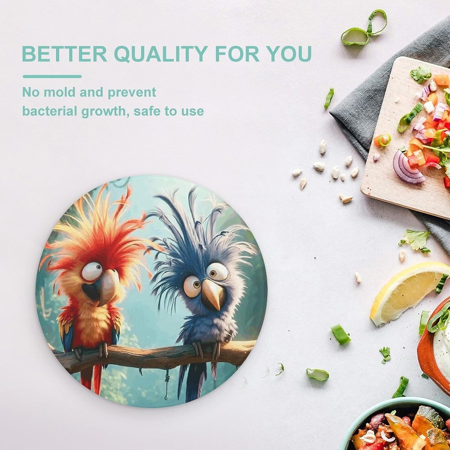 Two Funny Parrots Tempered Glass Cutting Boards for Kitchen image 5