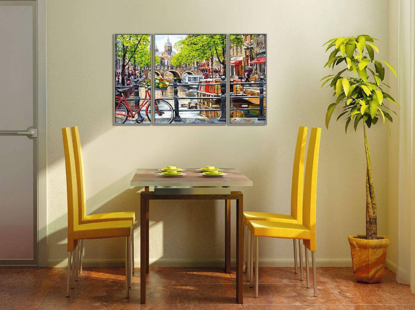 Schipper 609260812 Malowanie według liczb - Amsterdam - obrazy do malowania dla dorosłych, w zestawie pędzel i farby akrylowe, tryptyk, 50 x 80 cm