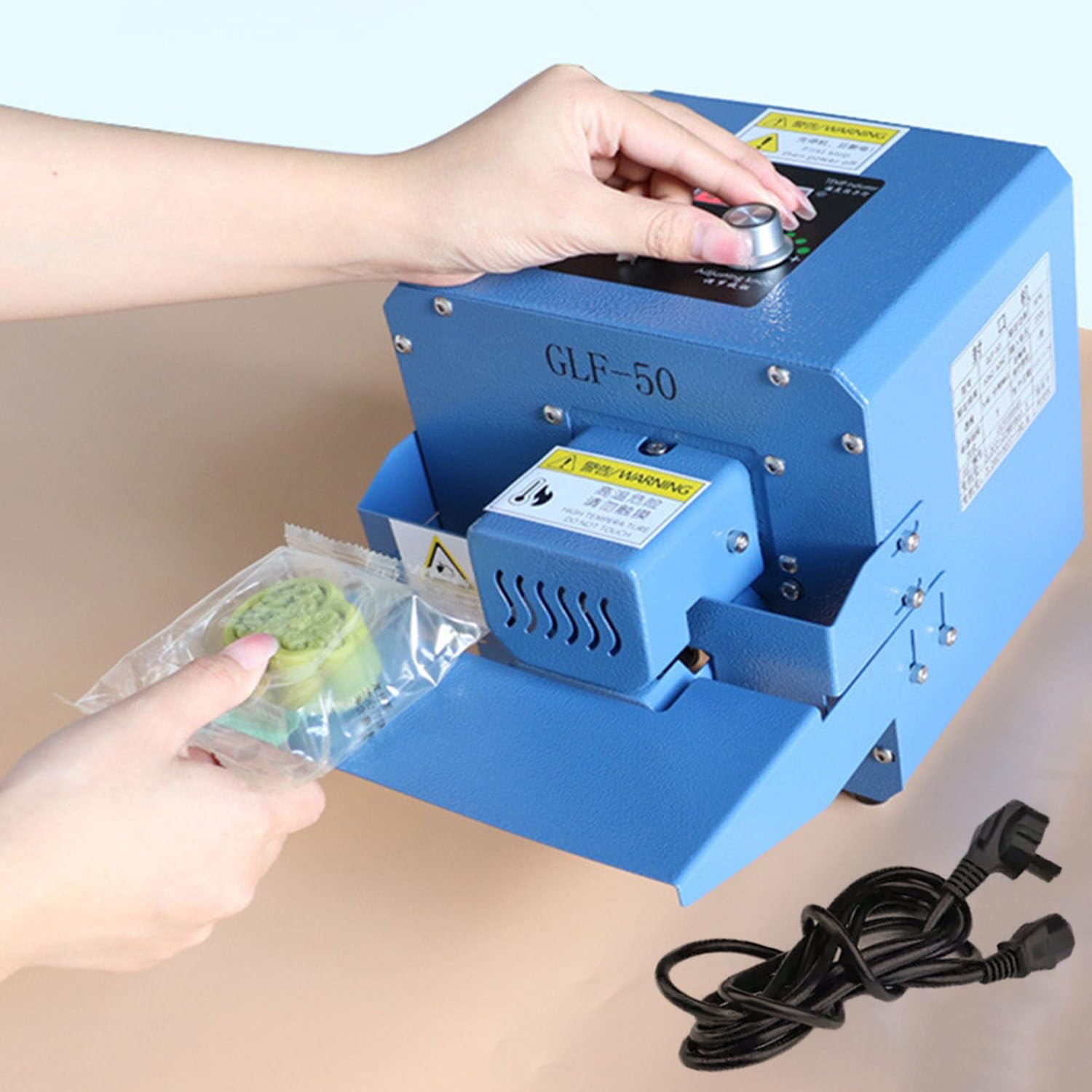 Sigillatrice Automatica a Nastro Continuo da 300 W, Macchina sigillatrice Continua, sigillatrice per plastica, Macchina confezionatrice Automatica per Alimenti da 5 m/min per sacch