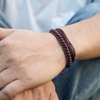 Vista 491 de Handmade Natural Stone Beaded Healing Bracelet Gift for Men Adjustable Rope String Bracelet (picasso jasper, Adjustable)