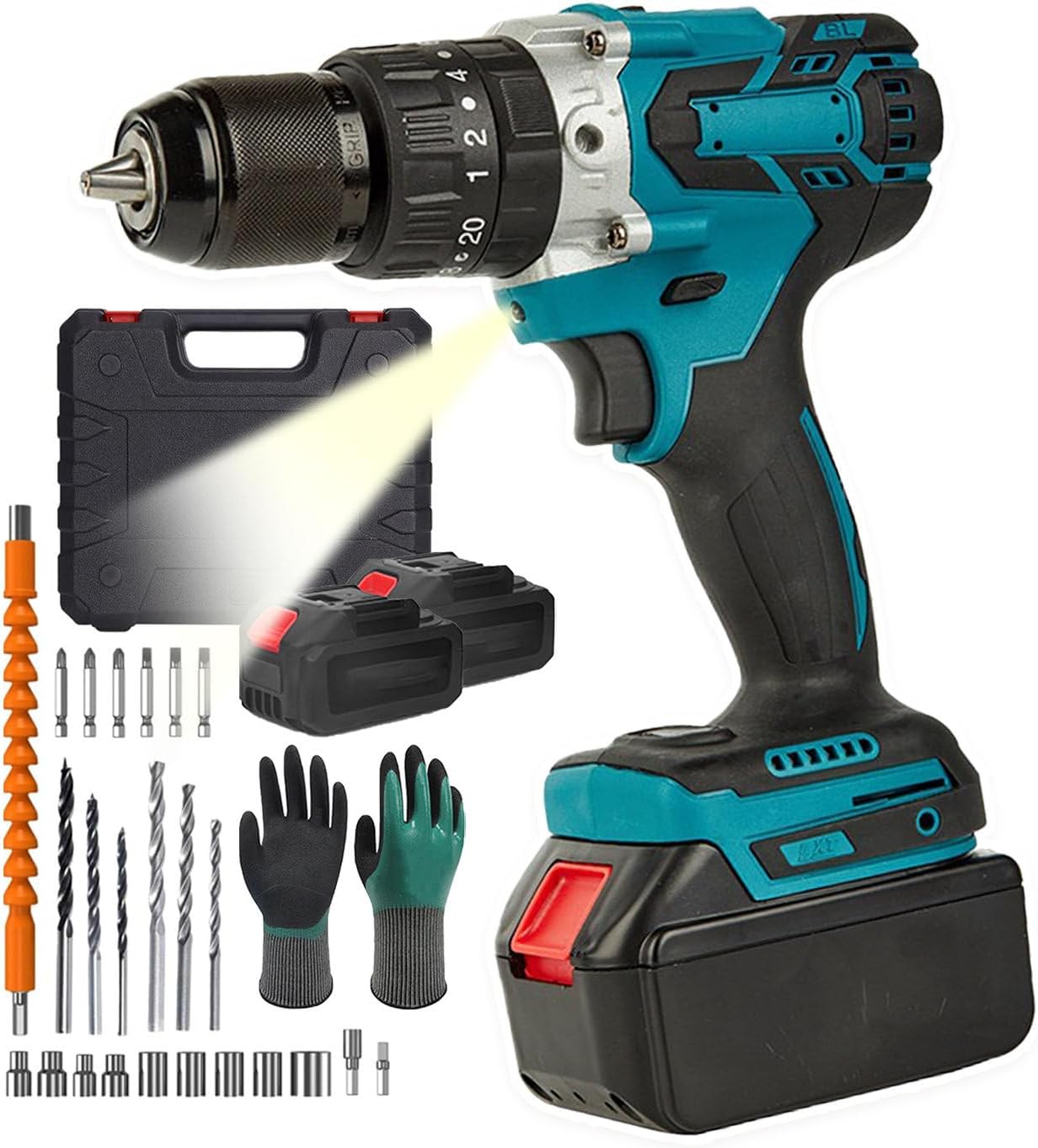 Taladro Atornillador Inalámbrico 88VF 0-2400 RPM con 2 Baterías y Maletín miniatura 1