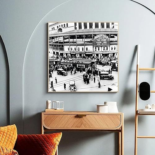 Miniatura 2 de TruriM Wrigley Field - Póster histórico del estadio de béisbol de Chicago Cubs de Chicago, impresión en lienzo, póster decorativo para sala de