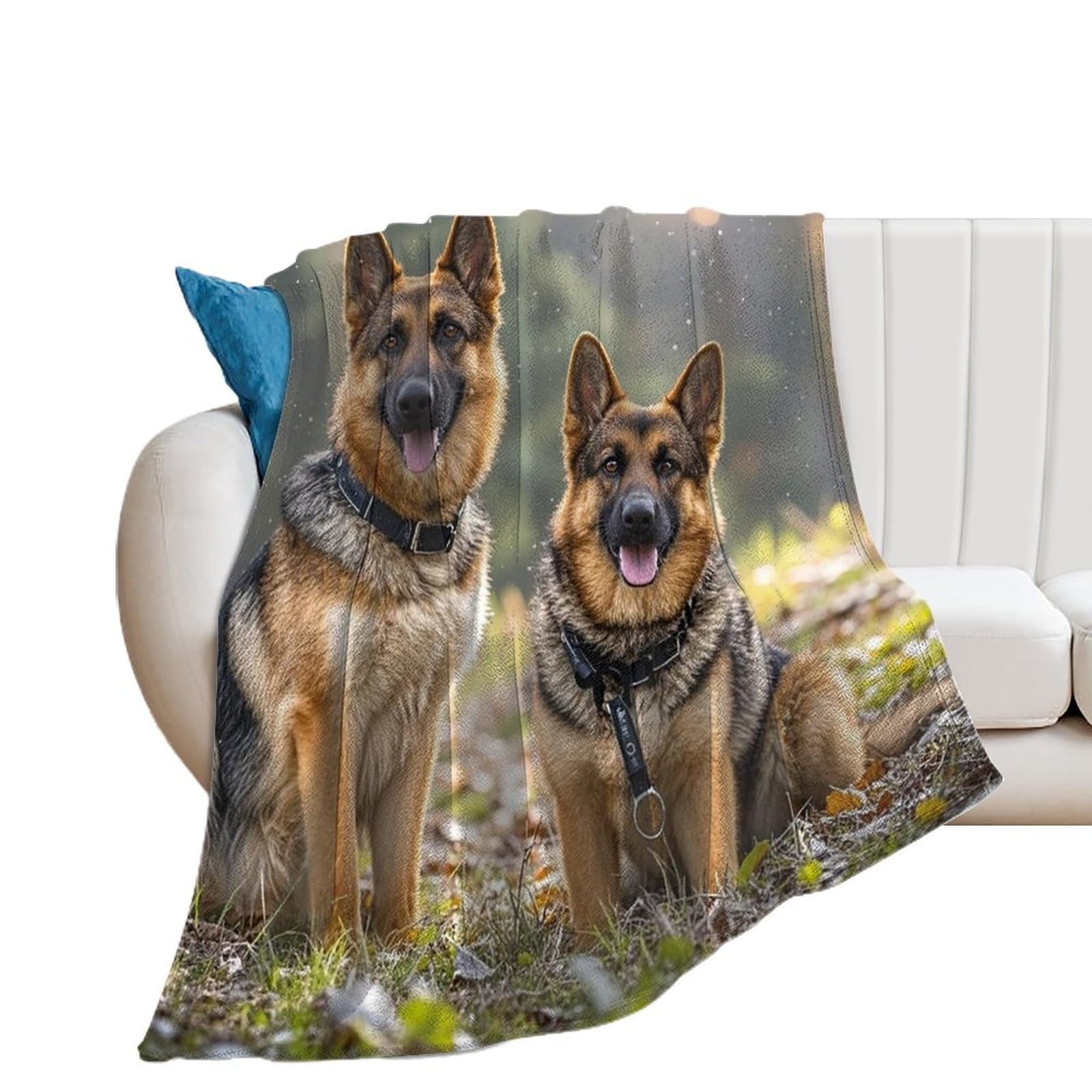 Couverture berger allemand en flanelle douce 100x130 cm