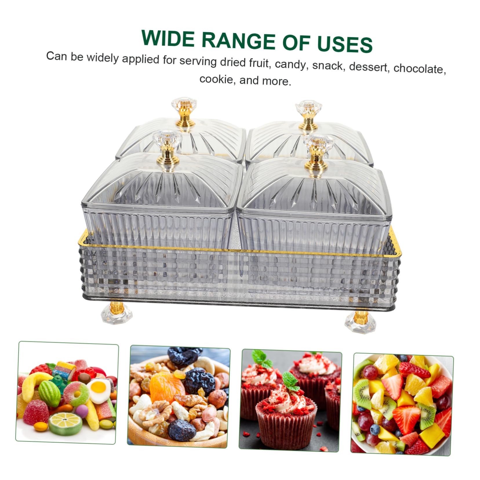 Zerodeko 1satz Geteilte Snackschale Mit Tray Elegantes Fächer Design Für Dips Süßigkeiten Nüsse Und Früchte Für Partys Ktv Bar Und Zuhause Modernes Graues Tablett