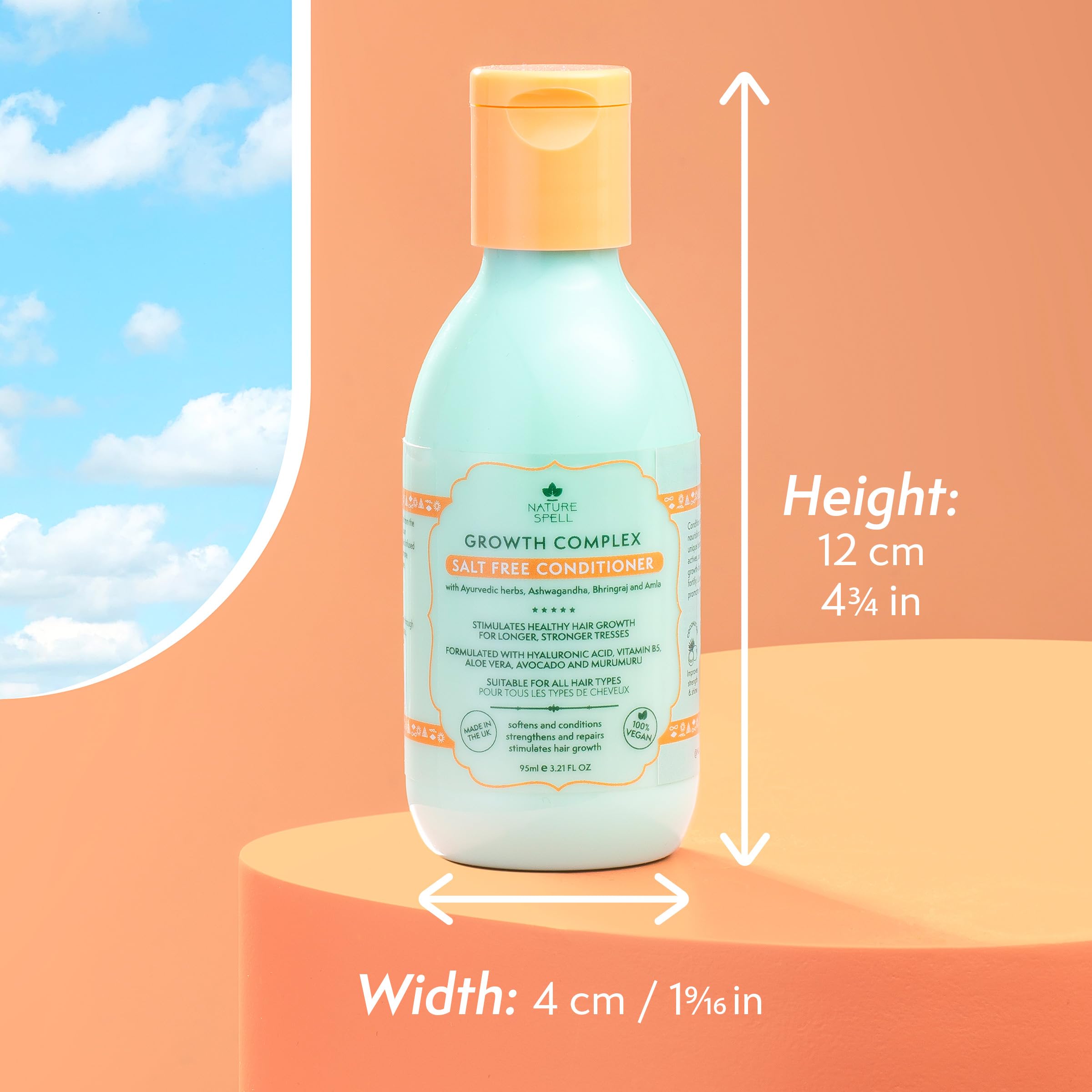 Nature Spell Hair Growth Complex Travel Size Conditioner, Nourishing & Strengthening, for All Hair Types Sulphate-Free, Vegan, 95 ml - Image 2