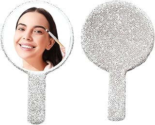 Espejo de mano grande con strass, espejo de m...