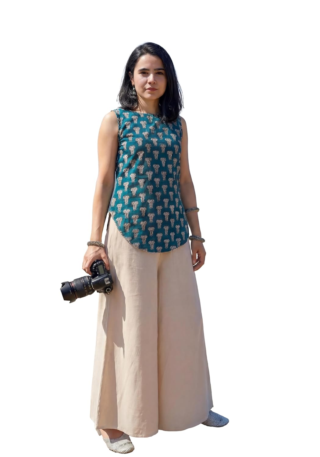 Womanista Women Farshi Suit | Cotton Sleeveless Kurti | Short Kurti Set | Co-ord Set