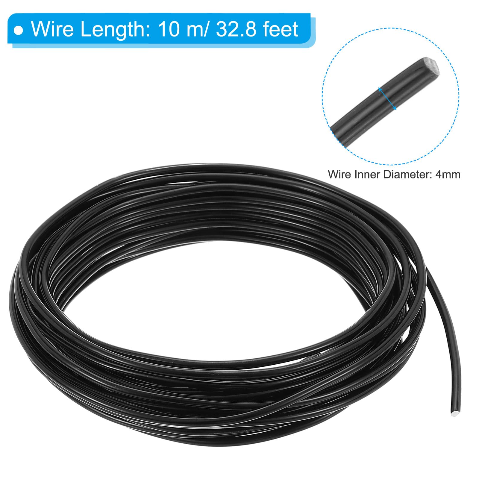 PATIKIL 4mm Bonsai Training Wires, 1 Roll Floral Wire Stems Anodized Aluminum Trees Wires 32.8 Feet Total for Gardening Branch Fixing, Black