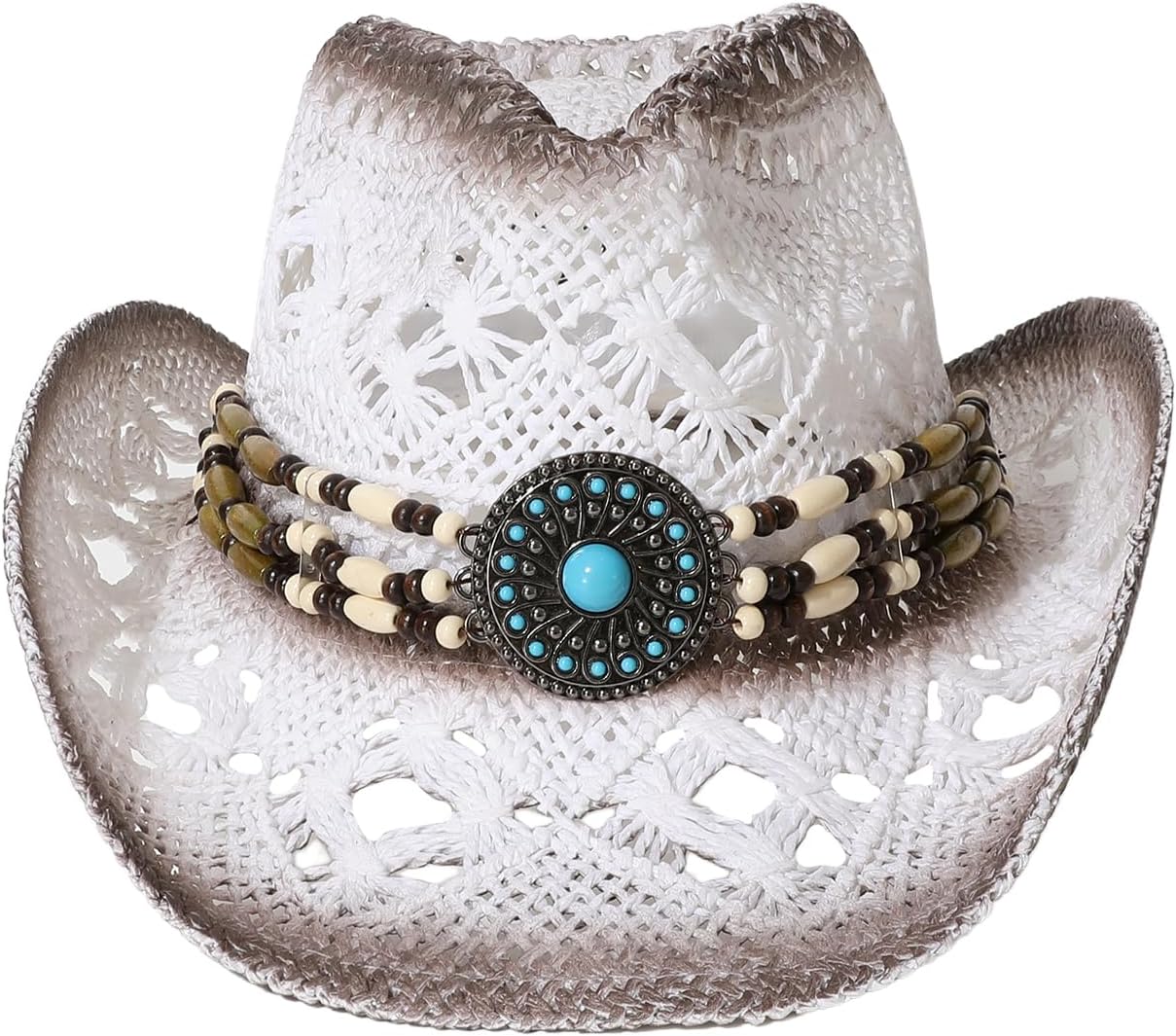 QWINEE Western Straw Cowboy Hat Cowgirl Hats Hollow Out Summer Beach Sun Hat for Women Men
