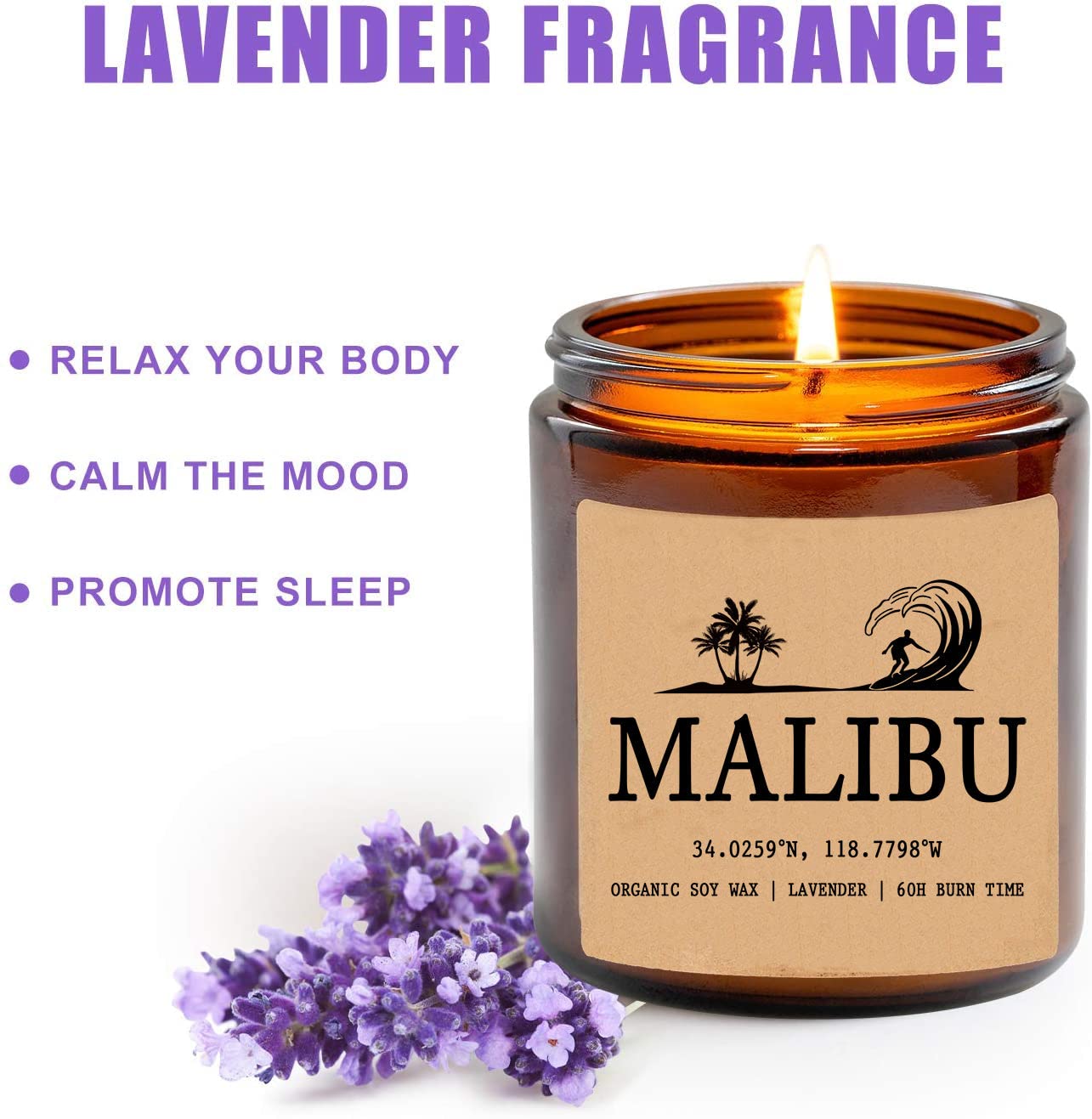 Malibu California Scented Candle - Organic Soy Wax - Gift for Her - Gift for Him - New Home Gifts - Birthday Gift for Friend - National Park Gifts - State Candles