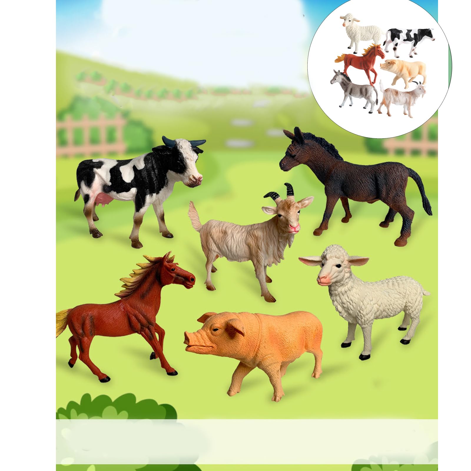 6 realistici Figure Animali da Fattoria Set Figurine plastica da Fattoria playset per Bambini Giochi educativi e Decorazioni per la casa Figurine Animali realistici